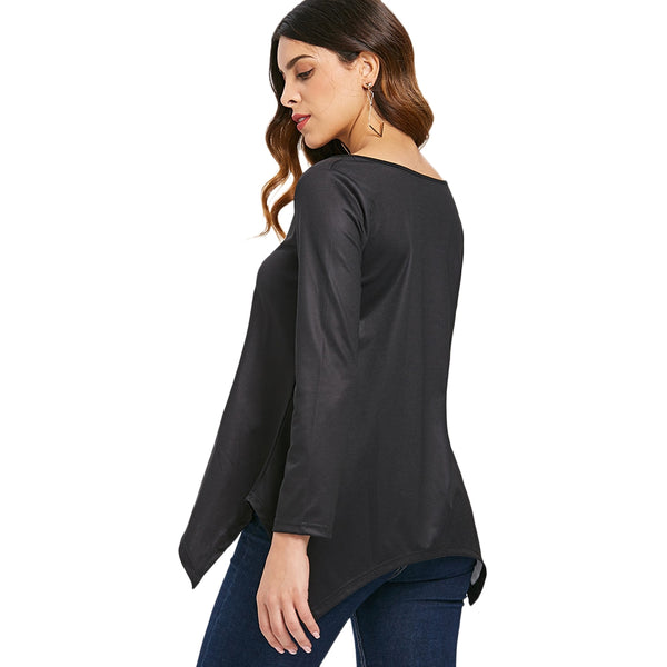 Long Sleeve Skeleton Print T-shirt