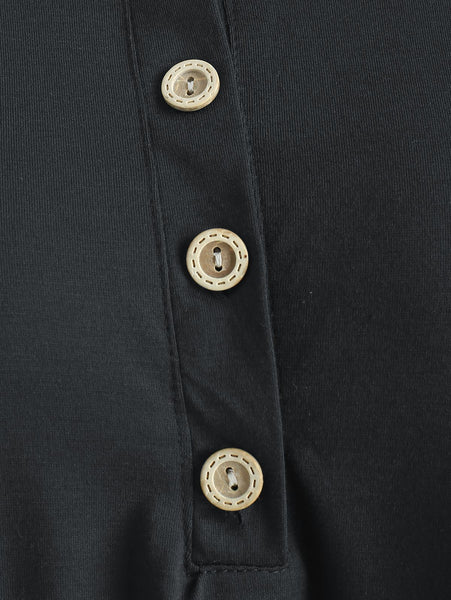 Lace Hem Button Detail T-shirt