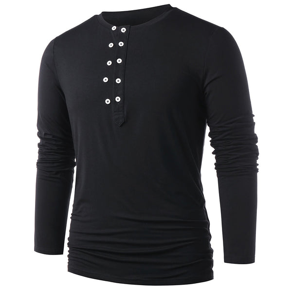 Long Sleeve Buttoned Henley T-shirt