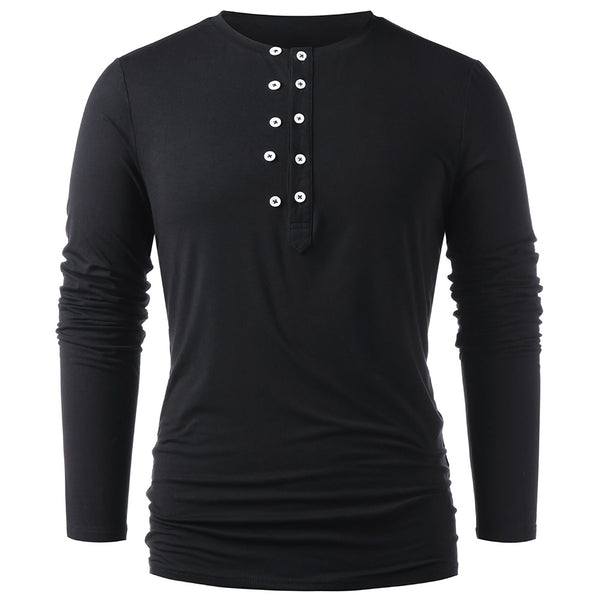 Long Sleeve Buttoned Henley T-shirt