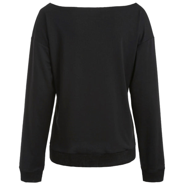 Halloween Print Skew Neck Sweatshirt