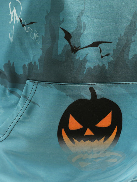 Halloween Pumpkin Print Casual Hoodie
