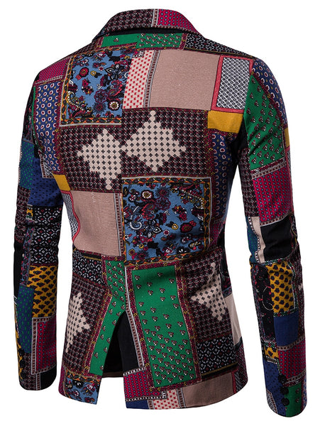 Split Back Colorful Printed Blazer