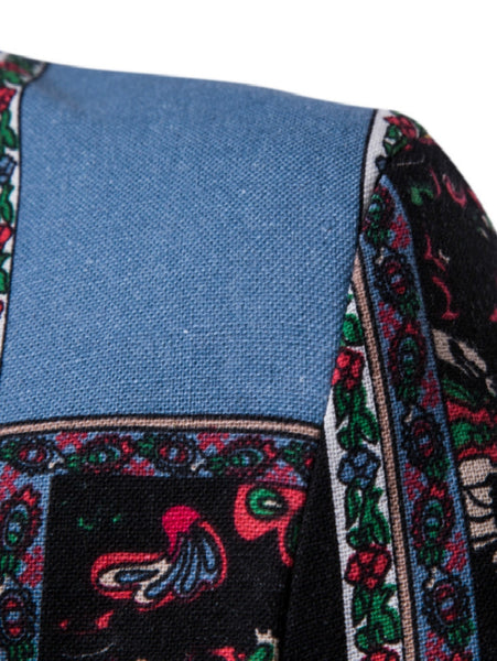Split Back Colorful Printed Blazer