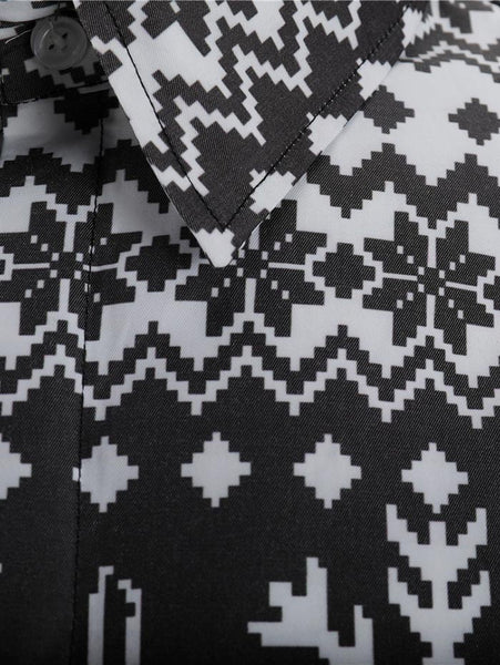 Christmas Deer Print Button Up Shirt
