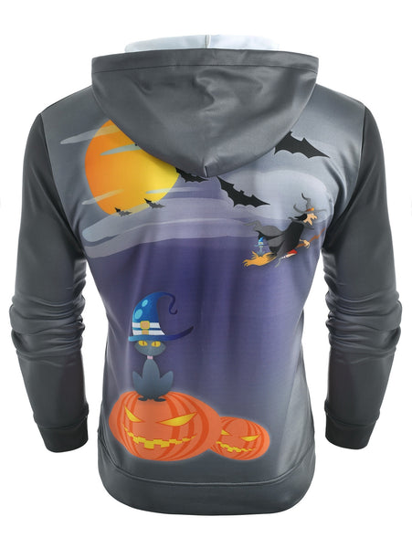 Halloween Element Printed Kanga Pocket Hoodie