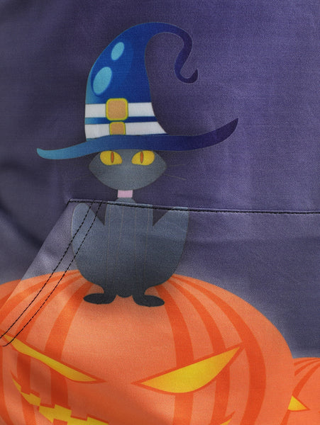 Halloween Element Printed Kanga Pocket Hoodie