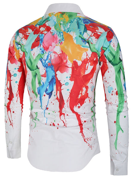 Long Sleeve Colorful Paint Splatter Shirt