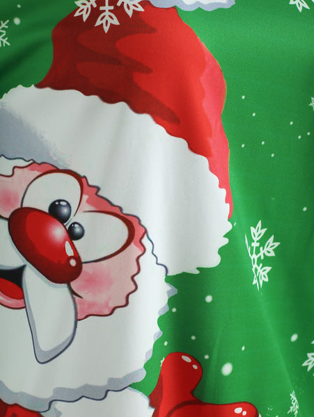 Skew Neck Christmas Santa Claus Sweatshirt