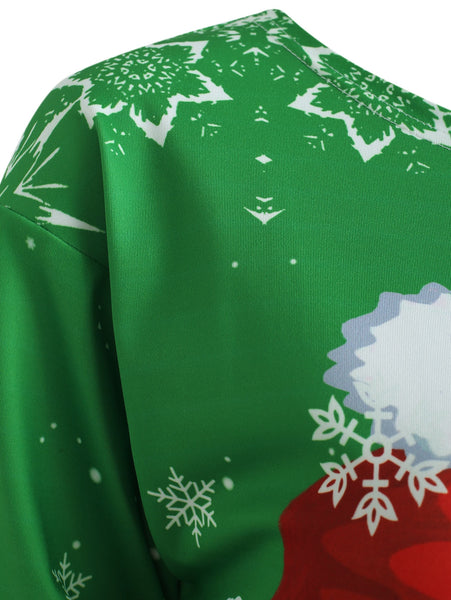 Skew Neck Christmas Santa Claus Sweatshirt