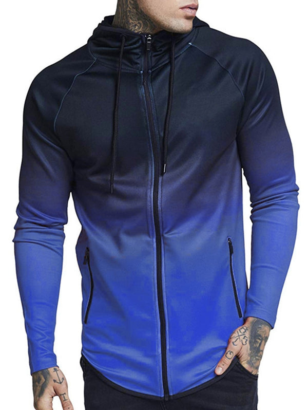Raglan Sleeve Zip Pocket Drawstring Hoodie