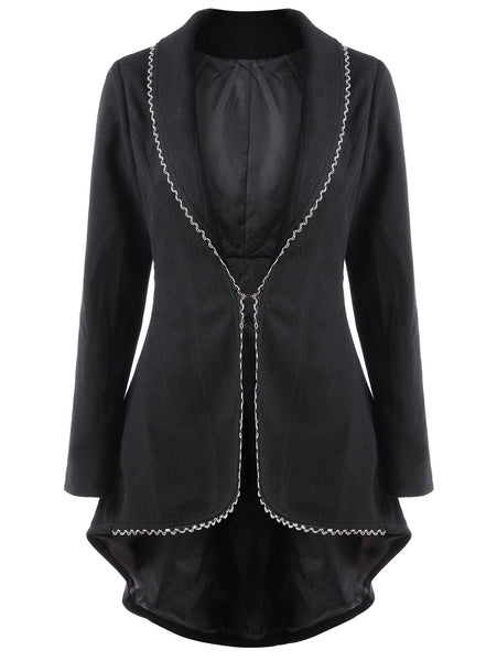 Back Lace Up Longline High Low Coat