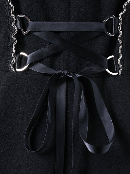 Back Lace Up Longline High Low Coat