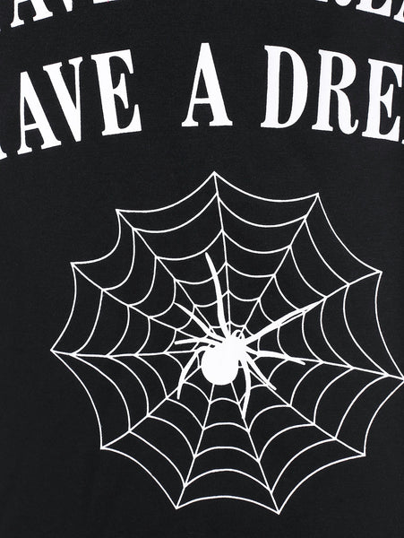Halloween Asymmetric Lace Up Graphic Pullover Hoodie