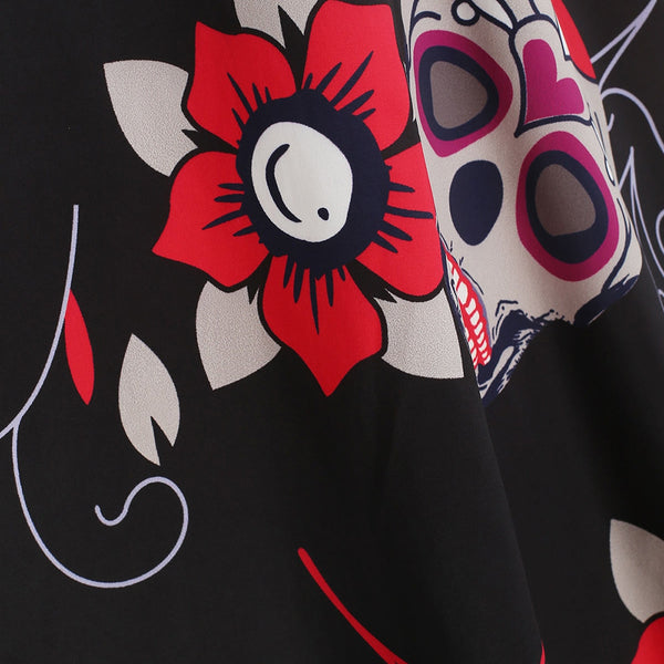 Criss Cross Sugar Skull Print Dress