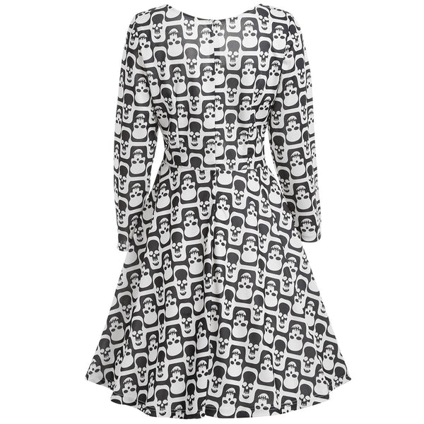 Halloween Skull Print A Line Dress
