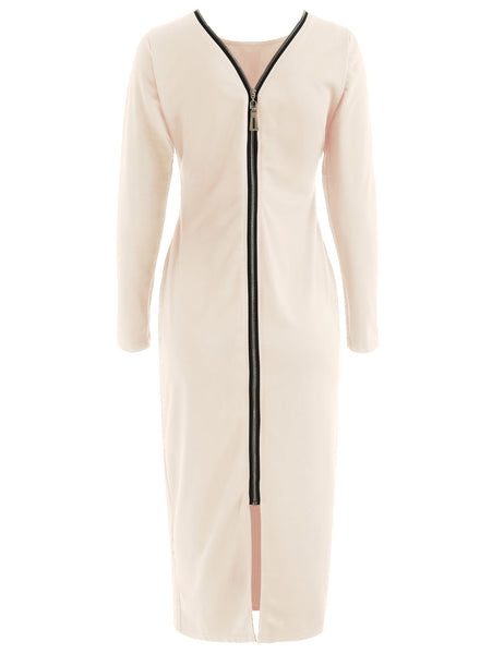 Long Sleeve Zip Back Slim Dress