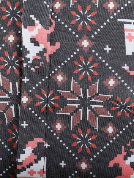 Deer Print Hidden Button Christmas Shirt