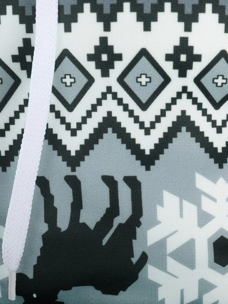 Christmas Deer Print Long Sleeve Hoodie