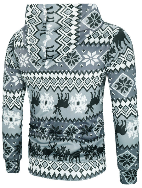 Christmas Deer Print Long Sleeve Hoodie