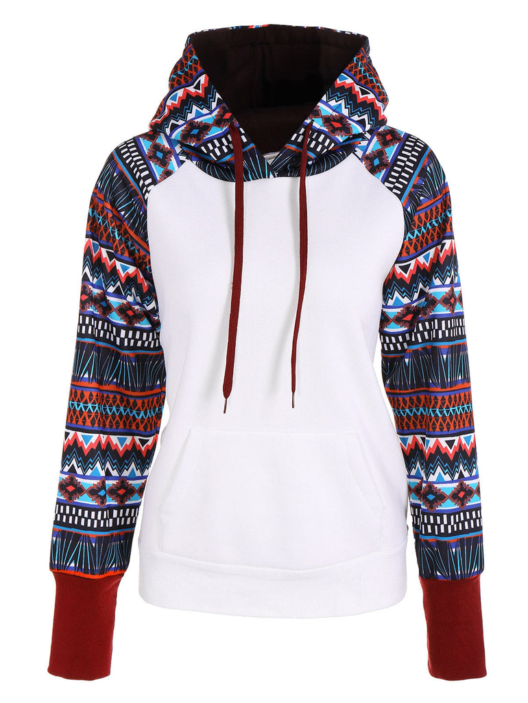 Pocket Geometrical Print Jumper Hoodie