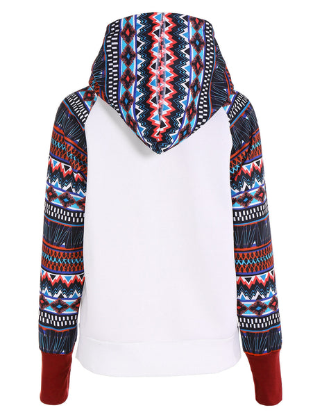Pocket Geometrical Print Jumper Hoodie