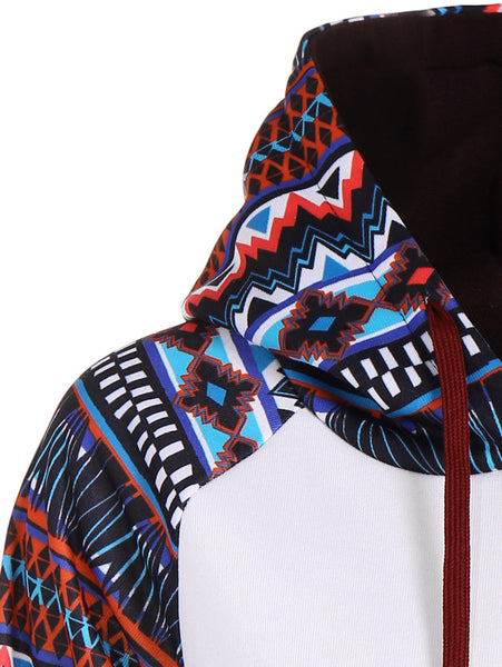 Pocket Geometrical Print Jumper Hoodie