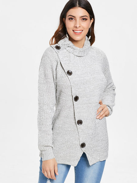 High Neck Asymmetrical Cardigan