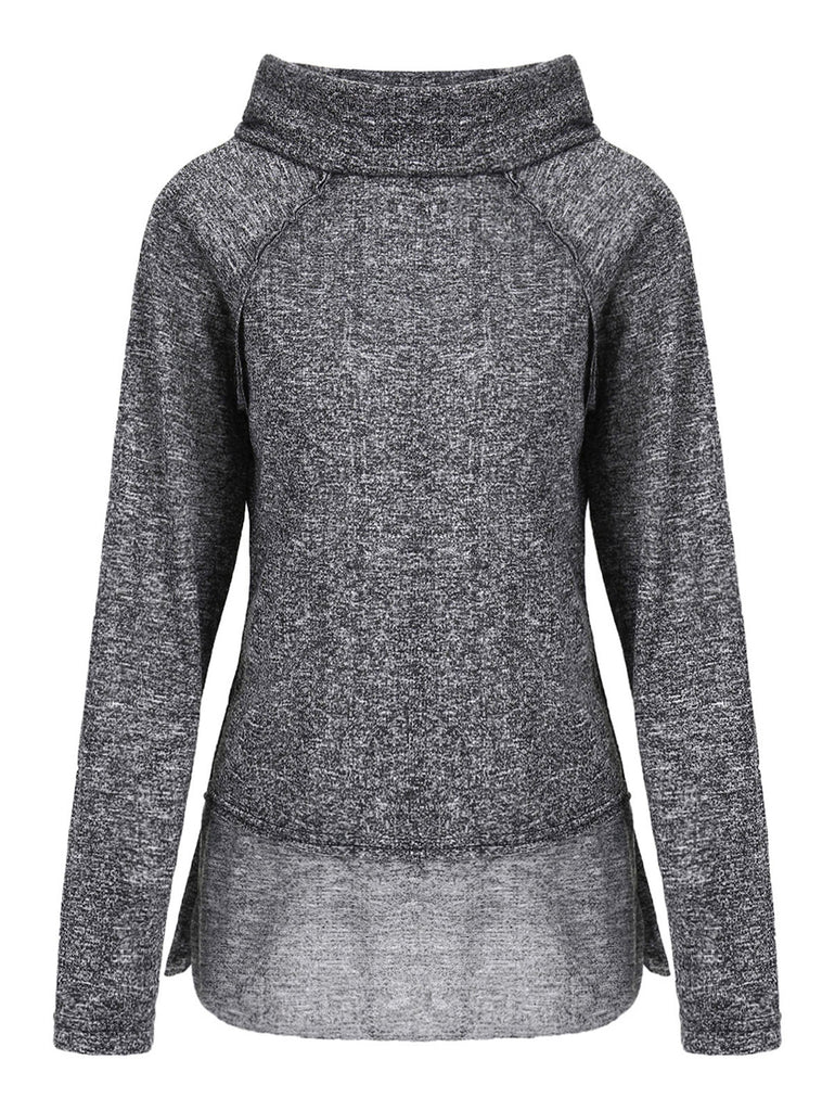 Stylish Cowl Neck Long Sleeve Spliced Women's Sweatshirt