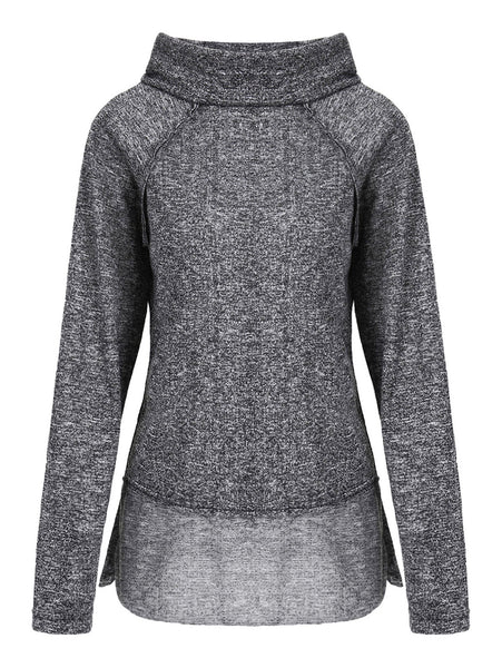 Stylish Cowl Neck Long Sleeve Spliced Women's Sweatshirt