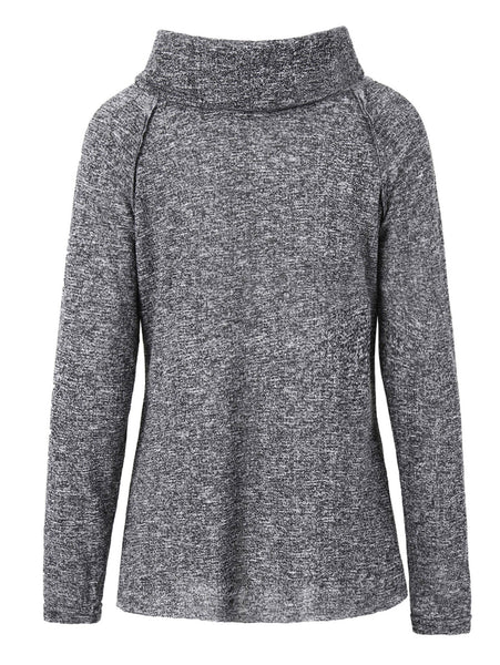 Stylish Cowl Neck Long Sleeve Spliced Women's Sweatshirt