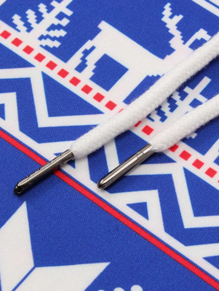 Allover Snowflake Print Big Pocket Hoodie