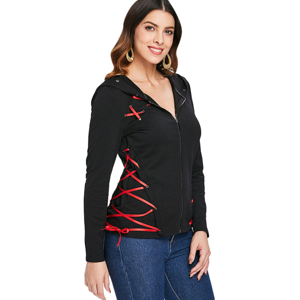 Criss Cross Zip Up Hoodie