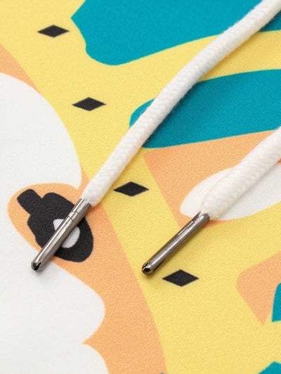 Cartoon Dog Printed Pullover Hoodie