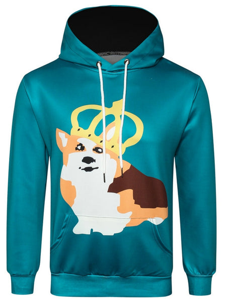 Cartoon Dog Printed Pullover Hoodie
