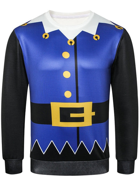 Button Belt Printed Casual Sweatshirt