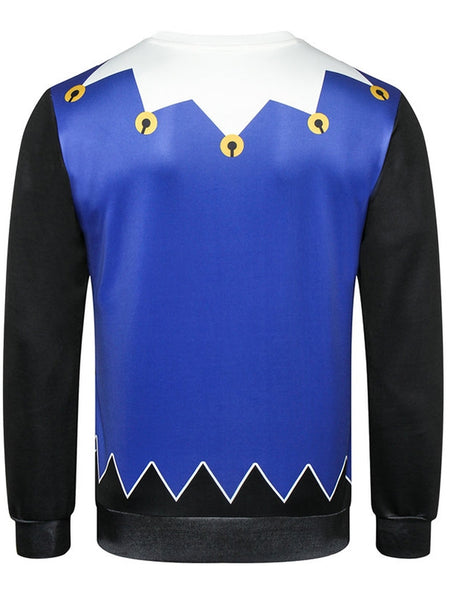 Button Belt Printed Casual Sweatshirt