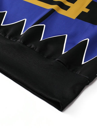 Button Belt Printed Casual Sweatshirt