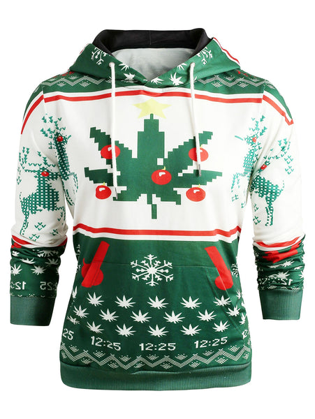 Long Sleeve Christmas Snowflake Print Hoodie