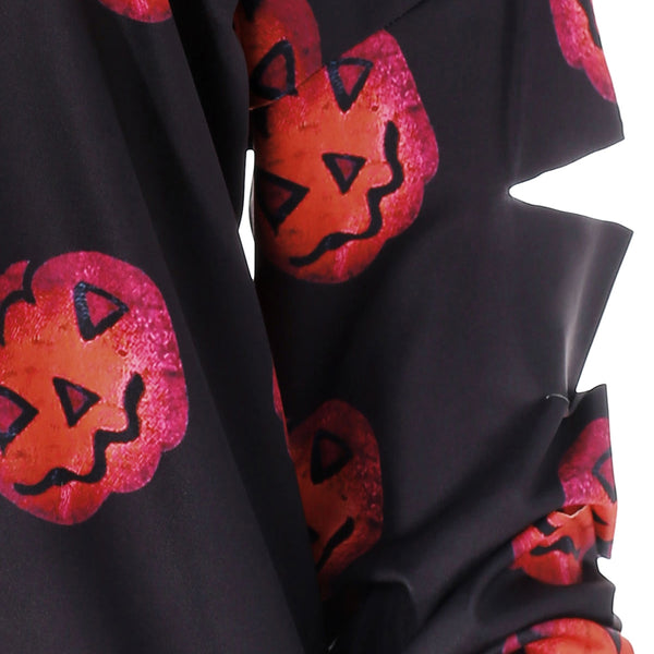 Halloween Pumpkin Print Skew Neck Sweatshirt