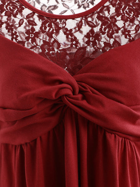 Ruched Bust Long Sleeve Lace Panel Dress