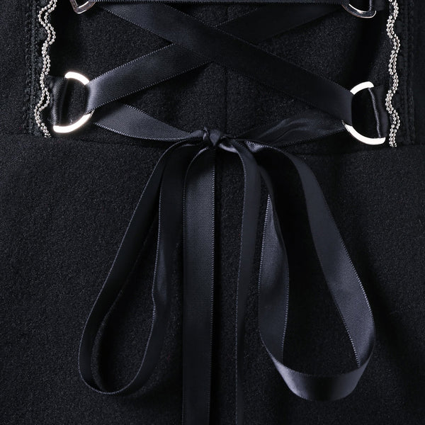 Back Lace Up Longline High Low Coat