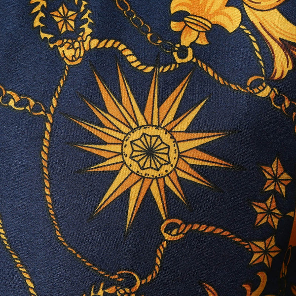 Vintage Flower Chain Print Long Sleeve Shirt