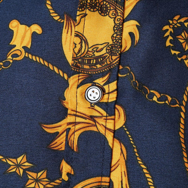 Vintage Flower Chain Print Long Sleeve Shirt