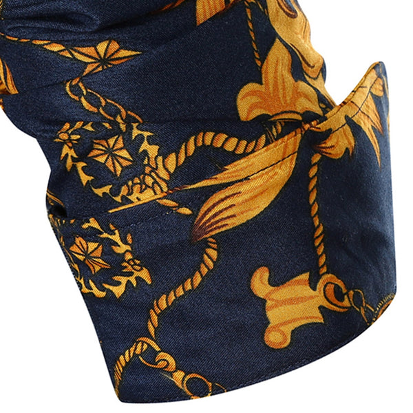 Vintage Flower Chain Print Long Sleeve Shirt