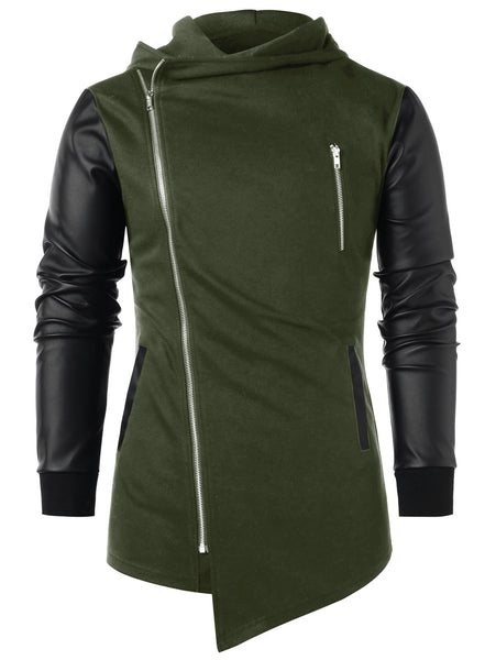 Asymmetric Zip Embellished Panel Coat