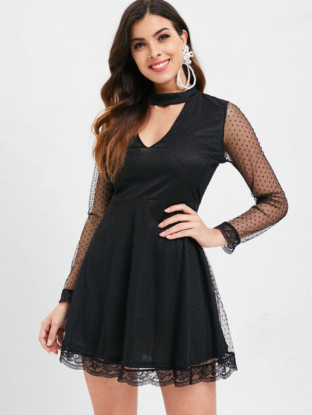 Cut Out Mesh Panel Dress
