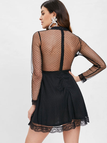 Cut Out Mesh Panel Dress