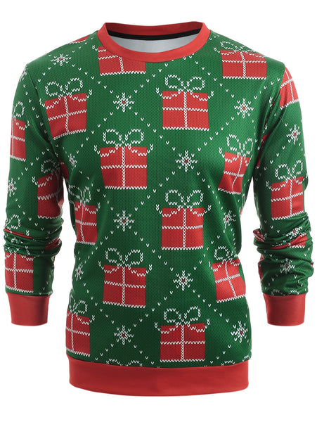 Christmas Gift Knitted Print Long Sleeve Sweatshirt