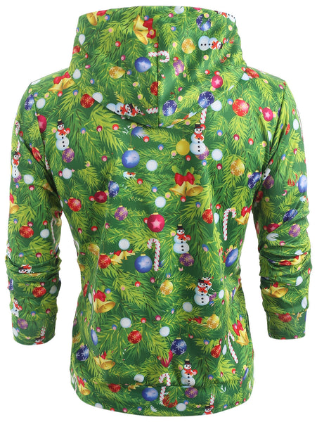 Christmas Tree Blazer Print Drawstring Hoodie